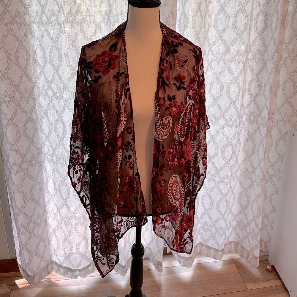 Loft velvet sheer kimono